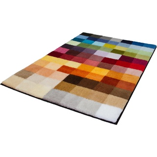 Badematte »Cubetto«, Höhe 25 mm, rutschhemmend beschichtet, fußbodenheizungsgeeignet, Badteppich, modernes Karo Muster, rechteckig & rund erhältlich, 819450-52 bunt 1 St.