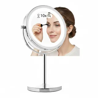 Melko Kosmetikspiegel 10Fach LED beleuchtet Vergrößerung Makeup Spiegel Rasierspiegel