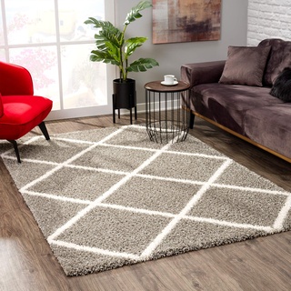 SANAT Madrid Shaggy Teppich - Hochflor Teppiche für Wohnzimmer, Schlafzimmer, Küche - Grau, Größe: 120x170 cm