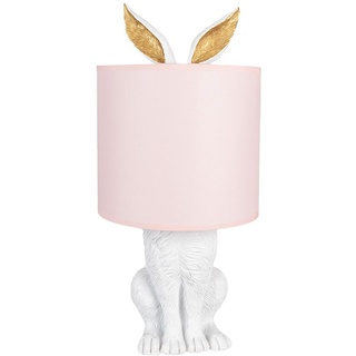 Clayre & Eef Tischlampe Kaninchen Ø 20x43 cm Weiß Rosa Kunststoff