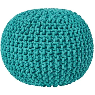 Homescapes Strick-Pouf, Grün, Textil, Uni, Rund, 40x35x40 cm, Wohnzimmer, Hocker, Poufs