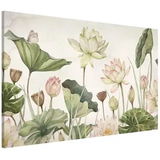 Bilderdepot24 Magnettafel Küche grün Anmutige Seerosen und sanfte Blätter, (1-tlg., Magnetboard Pinnwand für die Wand - metallische Tafel für Magnete), Magnetwand groß mit Motiv Büro Memoboard magnetisch Querformat grün 60 cm x 40 cm