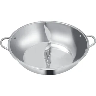 Hot Pot, 32cm Hotpot Topf aus Edelstahl mit Trennwand, 4L Dual-Hot Pot mit Griffe Langlebig und Leicht zu Reinigen, Geeignet für 2-3 Personen, für Gasherde, Induktionsherde usw