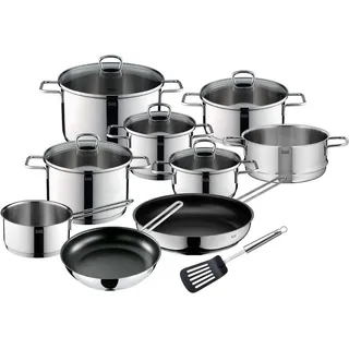 Silit Topf-Set Alicante Topfset Induktion 10-teilig, Kochtopfset Induktion+Glasdeckel, Edelstahl 18/0 (Töpfeset, Induktionstöpfe, Töpfe, Topf Set) - Silber
