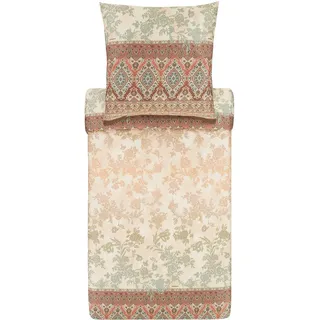 Bassetti AGRIGENTO Bettwäsche + 1 Kissenhülle aus 100% Baumwollsatin in der Farbe Beige 41, Maße: 155x220 + 1 K 80x80 cm - 9321853