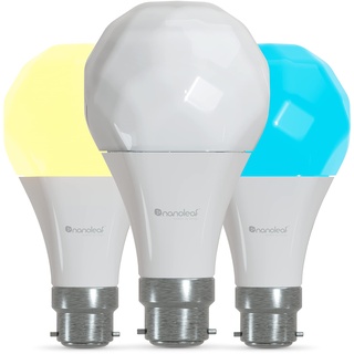 Nanoleaf Essentials Glühbirne, 3 Smarten RGBW B22 LED Lampen - Thread & Bluetooth 16 Mio. Farben LED Lampen, Musik und Bildschirm Sync, Funktioniert mit Google Home Apple, für Deko und Gaming
