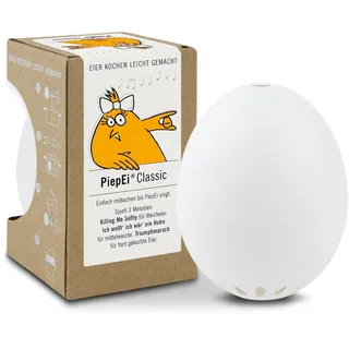 PiepEi Classic Weiß - Singende Eieruhr zum Mitkochen - Eierkocher für 3 Härtegrade - Piep Ei mit 3 Melodien - Lustiges Kochei - Musik Eggtimer - Brainstream