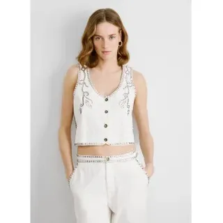 Pepe Jeans für Damen. PL402588 Jayden Weste Weiß (M), Lässig, Baumwolle