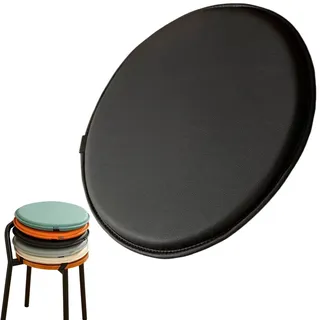uyeoco Stuhlkissen Rund, 30cm/33cm/35cm/40cm/45cm, GrüN/Beige/Schwarz Rundes Memory-Schaum-Sitzkissen, rutschfeste Runde Stuhlpolster Mit Elastischen BäNdern Schnallen(Schwarz,28cm/11incn)