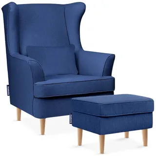 KONSIMO® Ohrensessel STRALIS Sessel, skandinavischer Stil, hergestellt in der EU, zeitloses Design blau