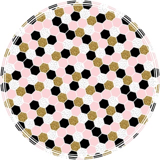 MYSPOTTI Vinylteppich "Buddy Vania" Teppiche Gr. Ø 68 cm, 0,5 mm, 1,45 m2, 1 St., rosa (schwarz, rosa, weiß, goldfarben) Esszimmerteppiche