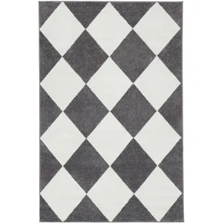 Puzzle Teppich - Weiß / Grau 100x160