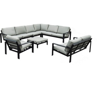 Home Deluxe Sitzgruppe RIO - - Schwarz, Größe S - bestehend aus 1x Hocker, 1x Sessel - inkl. Kissen I Gartensitzgruppe Lounge Set Balkonmöbel