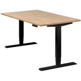 boho office® Schreibtisch Homedesk, Schwarz elektrisch höhenverstellbar, Tischplatte Wildeiche 140 x 80 cm schwarz 140 cm x 62.5 cm