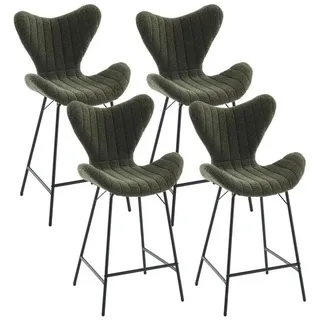LuxusKollektion Barhocker Barhocker Küchenhocker Metallbeine Chenille Rückenlehne 4 Grün grün