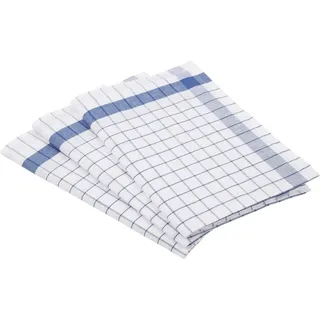 Ross 3er Pack Halbleinen Geschirrtücher Exclusiv Karo Weißfond 50x70 cm | blau - blau