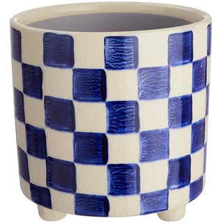 Butlers Blumenübertopf, Beige, Blau, Keramik, 14 cm, Dekoration, Blumen & Zubehör, Übertöpfe