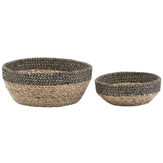 House Doctor 212470100 Korb, Bowl, Set aus 2 Größen, S: h: 6 cm, 16 cm, L: h: 10 cm, Dm: 22 cm, Eisen, Glas, Schwarz/Natürlich Gj0100 s: h: 6 cm, dm: 16 cm, l: h: 10 cm, dm: 22 cm