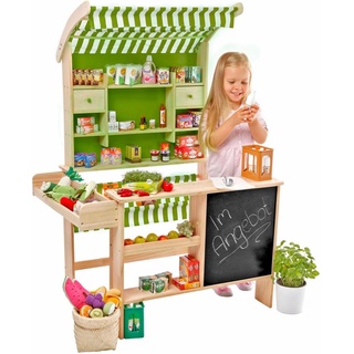 Kaufladen TANNER "Holzspielzeug, Großer Biomarkt" Kaufläden grün (natur, grün, weiß) Kinder Kaufladen Zubehör