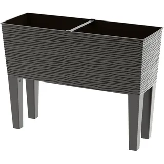 Pflanzkasten mit Wasserreservoir, 80x30x44,5 cm, Kunststoff Hochbeet mit Standfüßen, Schwarz/Taupe/Weiß (ANTRAZIT, Aurora)