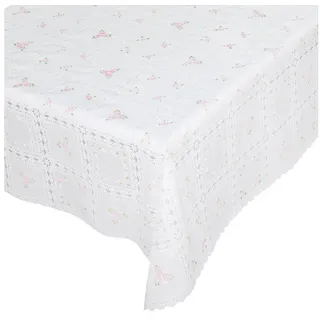 ANRO Tischdecke Lace Vinyl 138 x 100 cm Rosa/Weiß