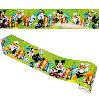 alles-meine.de GmbH Wandbordüre - selbstklebend - Mickey Maus & Fussball - 5 m - Wandsticker/Wandtattoo - Bordüre Aufkleber Kinderzimmer - für Kinder Jungen/Fußball - Mau..