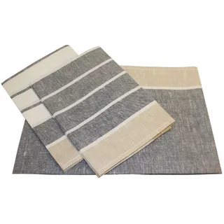 Triolino 3-er Pack Jacquard Geschirrtücher Küchenhandtücher Trockentuch Halbleinen Streifen Grösse 50 cm x 70 cm Farbe Schwarz