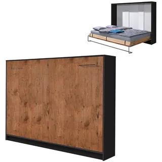 QMM TraumMöbel Schrankbett 140 x 200 cm Braun/Schwarz