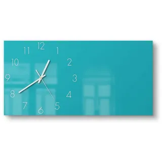 DEQORI Wanduhr 'Unifarben - Türkis' (Glas Glasuhr modern Wand Uhr Design Küchenuhr) grün 60 cm x 30 cm