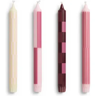 HAY Pattern Stabkerze 24 cm 4 St. Pink/Rot/Mehrfarbig