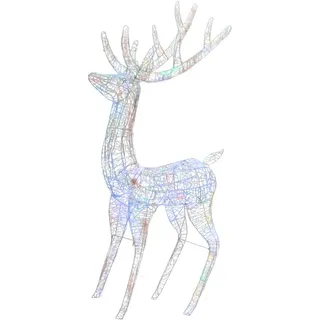 vidaXL LED Rentier Weihnachtsdeko XXL Beleuchtet Weihnachtsbeleuchtung Weihnachtsdekoration Deko Figur Innen Außen Acryl 250 LEDs 180cm Mehrfarbig