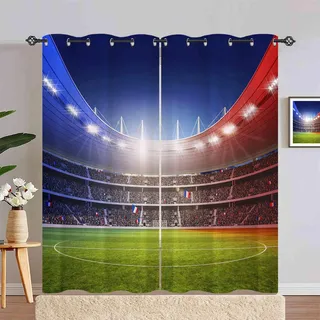 ANHOPE Sport Thema Fußball Feld Verdunklungsvorhänge mit Ösen Blickdichte Gardinen Blackout Curtain Thermo Vorhänge Kinder Jungen Mädchen Schlafzimmer Wohnzimmer Vorhang 2er Set H 245 x B 200 cm