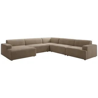 Luxusbetten24 Sofa Designer Sofa Monza Wohnlandschaft U XXL, in Samt beige