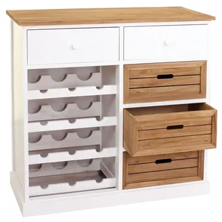 Weinregal HWC-B96, Kommode Flaschenregal für 12 Flaschen mit Schubladen, Landhaus 86x87x37cm