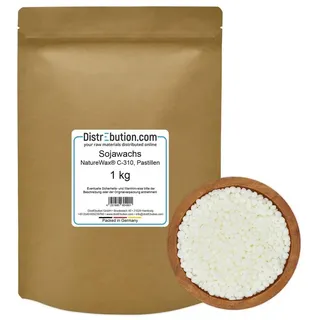 DistrEbution Bastelnaturmaterial Sojawachs Pastillen Naturwachs Kerzenwachs C-310 1kg