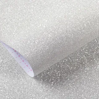 Livelynine Glitzer Tapete Silber Klebefolie Glitzer Selbstklebende Glitzerfolie für Möbel Schminktisch Deko Mädchen Kinder Handy Möbel Selbstklebend Papier Basteln Folie Glitzereffekt 40CMx2M