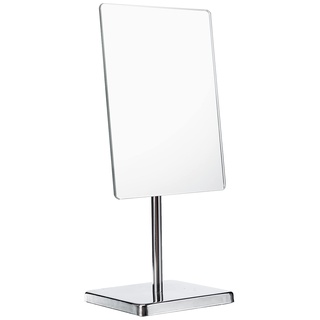 axentia Kosmetikspiegel Silber-Spiegel mit Standfuß-Schminkspiegel rechteckig-Tischspiegel mit Fuß fürs Bad