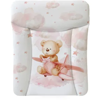 Ceba Baby® weiche Wickelauflage 50x70 cm - Doppelseitige Baby Wickelunterlage - rosa Wickeltischauflage für Junge und Mädchen - Wasserdicht, abwaschbar - OEKO-TEX - Made in EU - Teddys Traumflug