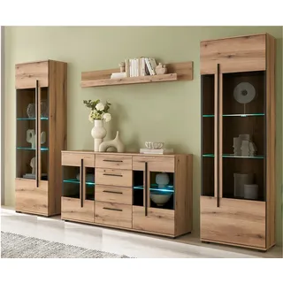 Furn.Design Wohnwand Design-D, (Schrankwand 4-teilig in Evoke Eiche, 290 x 200 cm), mit Soft-Close beige