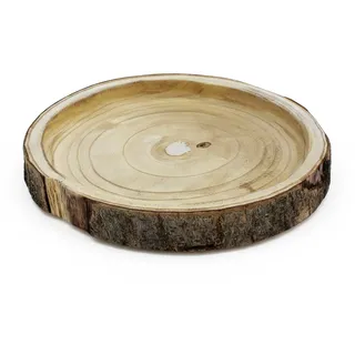 Echtholz Baum Scheibe mit Vertiefung - 30cm - Holz Platte Tisch Deko Tablett DIY