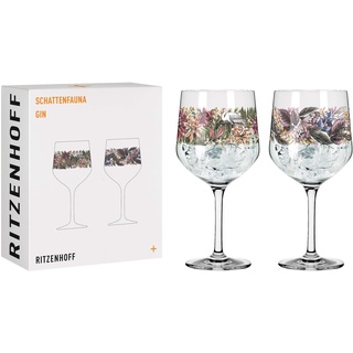 RITZENHOFF 3691001 Gin-Glas 700 ml - Serie Schattenfauna Set Nr. 1 – 2 Stück, Storch & Schmetterling – Made in Germany
