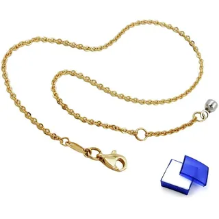 unbespielt Fußkette Fußkette 1,7 mm Ankerkette Weißgold 9 Kt Gold 25 cm, Goldschmuck für Damen goldfarben