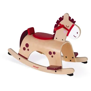 Janod - Holz Schaukelpferd ‘Pony’ - Babyspielzeug - Ideal zum Gleichgewicht Lernen - Anti-Kipp System - Zarte und Trendige Farben - Ab 1 Jahr, J08023