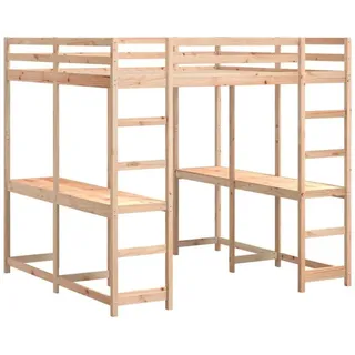vidaXL Hochbett mit Schreibtisch & Leiter 180x200 cm Massivholz Kiefer