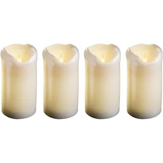Novaliv, LED Kerzen, 4er-Set LED-Stumpenkerzen groß - Echtwachskerze mit beweglicher Flamme flackernd - Timerfunktion (4x)