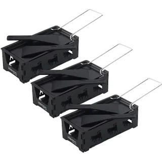 ideoon 3er-Set Faltbares Raclette-Teelicht für 1-2 Personen schwarz