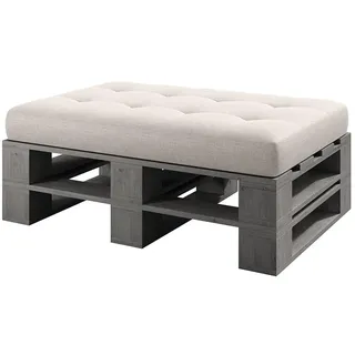 Lermowood Palettenmöbel Mp Hocker 120 x 60 x 40 cm Grau | Europaletten Indoor und Outdoor Lounge Gartenmöbel Holz Gartenmöbel Set Lounge Möbel Terrasse Balkon Loft Stil Paletten