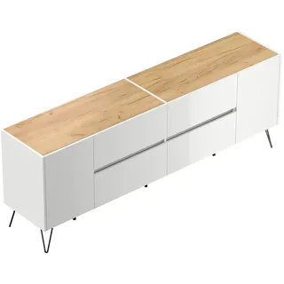 Posseik Sideboard 199 x 75,8 x 42 cm Weiß/Eiche