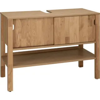 Home Affaire Waschbeckenunterschrank HOME AFFAIRE "April", braun (eichefarben, eiche massiv), B:100cm H:72cm T:45cm, Massivholz, Schränke, Waschbeckenunterschrank, Schiebetüren aus Massivholz, Breite 100 cm