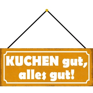 Schatzmix gut Essen Küche Metallschild 27x10cm Deko tin Sign mit Kordel Blechschild, Blech, Mehrfarbig, 27x10 cm